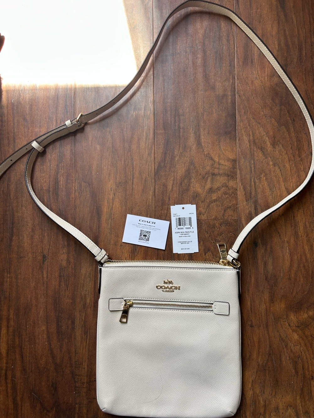 NWT Coach XGrn Mini Rowan File Chalk Pepper Leather Crossbody Bag